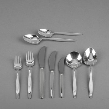 GEORG JENSEN Cypress Sterling Flatware 8 Place Settings Plus Extras