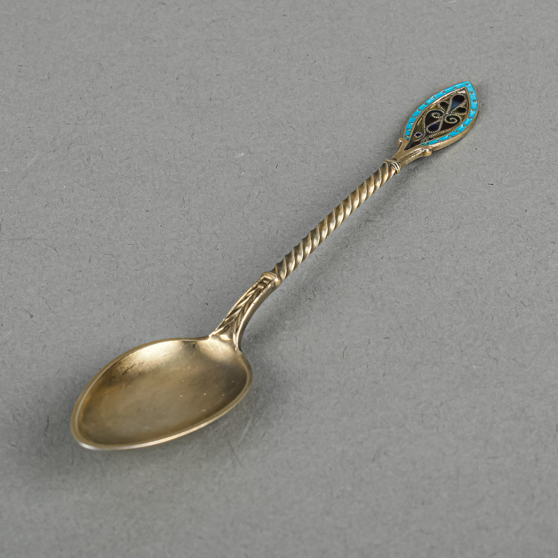 English 925 Gilt & Enamelled Coffee Spoons Set of 6