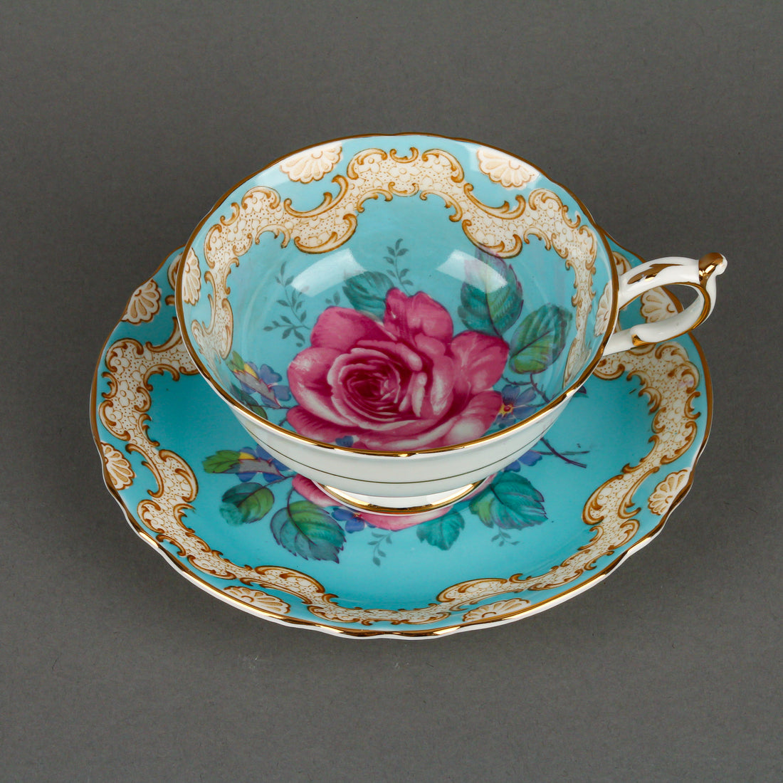 PARAGON A1084/2 Hand-Painted Cabbage Rose Cup & Saucer