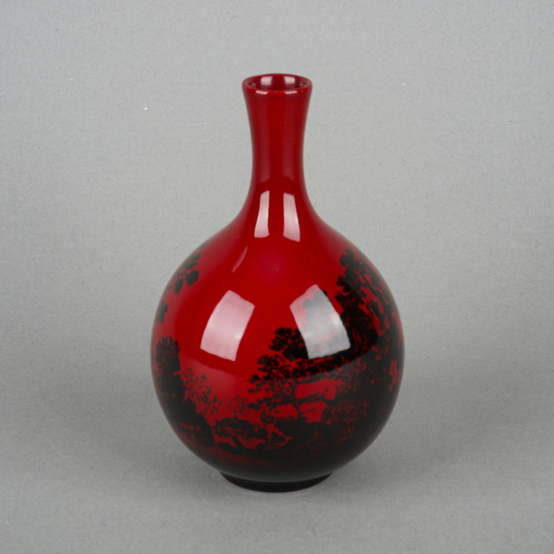 ROYAL DOULTON Flambe Woodcut Bottle Vase