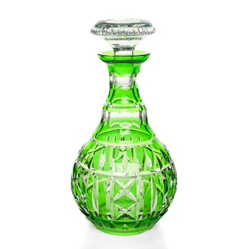 Crystal Green Cased Cut To Clear Decanter & Stopper