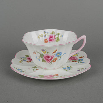 SHELLEY Rose & Red Daisy Cup & Saucer