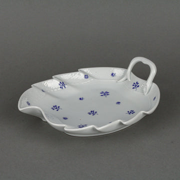 HEREND Coronation Blue Leaf Dish with Handle