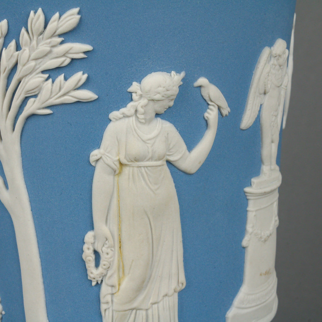 WEDGWOOD White on Blue Jasperware Footed Vase