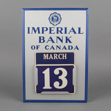 Vintage Imperial Bank of Canada Metal Wall Calendar with Cards