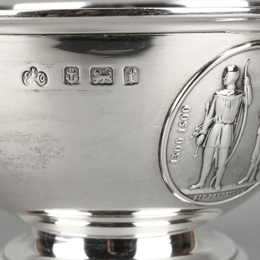 ELKINGTON & CO. Sterling Silver Footed Bowl with Sit Perpetuum Medallion