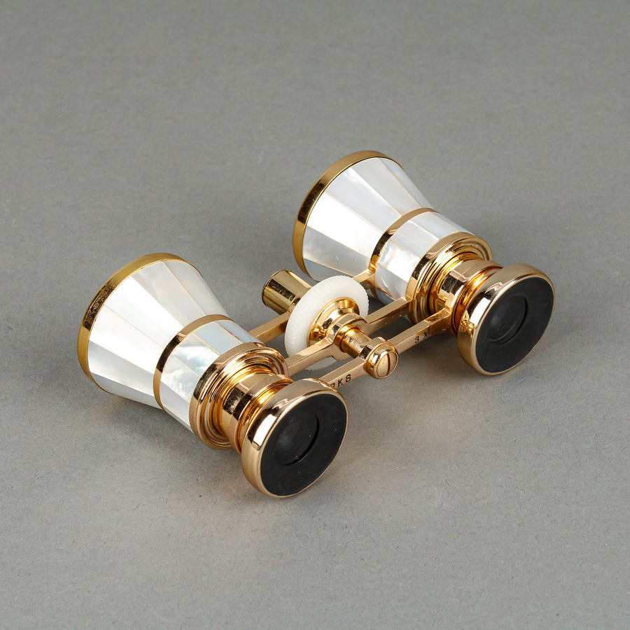 BIRKS Vintage Mother-of-Pearl Gold-Tone Opera Glasses 3X