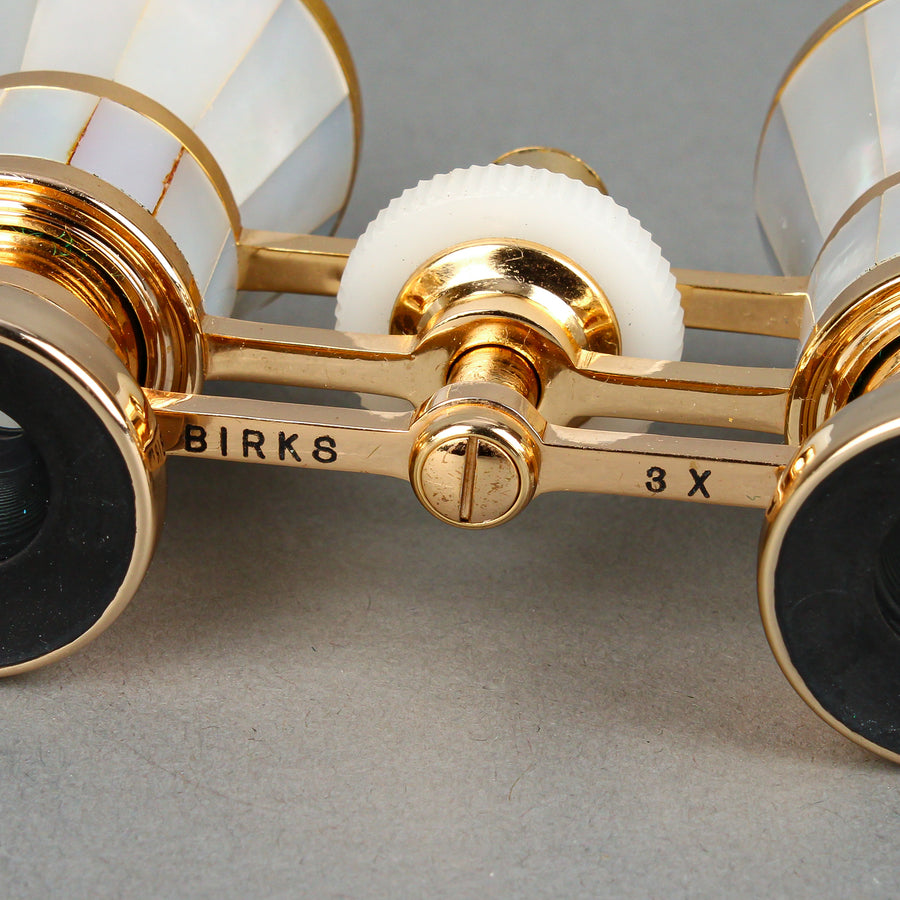 BIRKS Vintage Mother-of-Pearl Gold-Tone Opera Glasses 3X