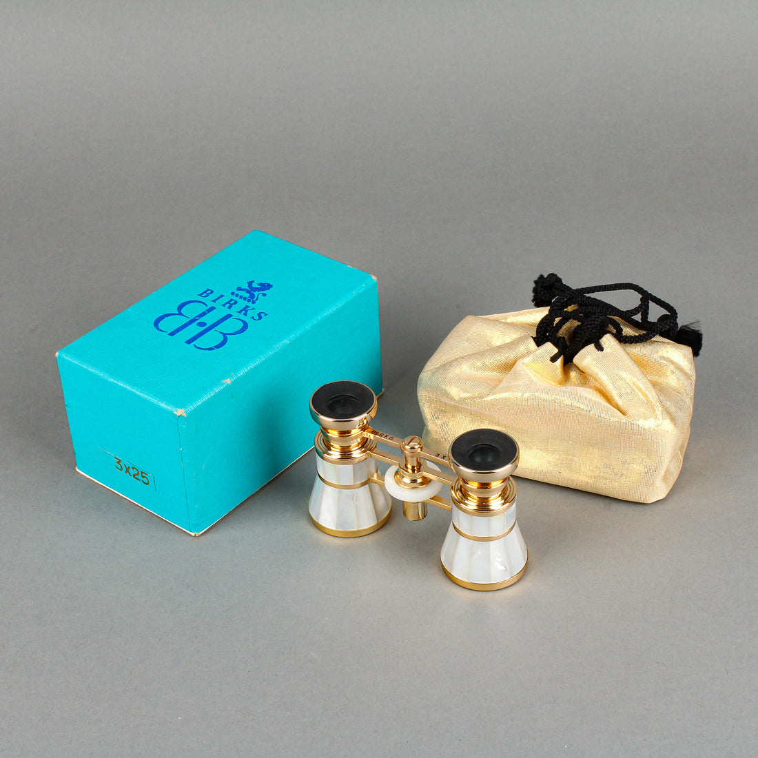 BIRKS Vintage Mother-of-Pearl Gold-Tone Opera Glasses 3X