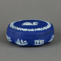 WEDGWOOD White on Dark Blue Jasperware Lidded Trinket Box