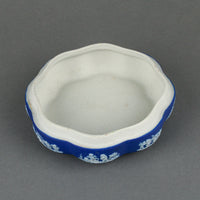WEDGWOOD White on Dark Blue Jasperware Lidded Trinket Box