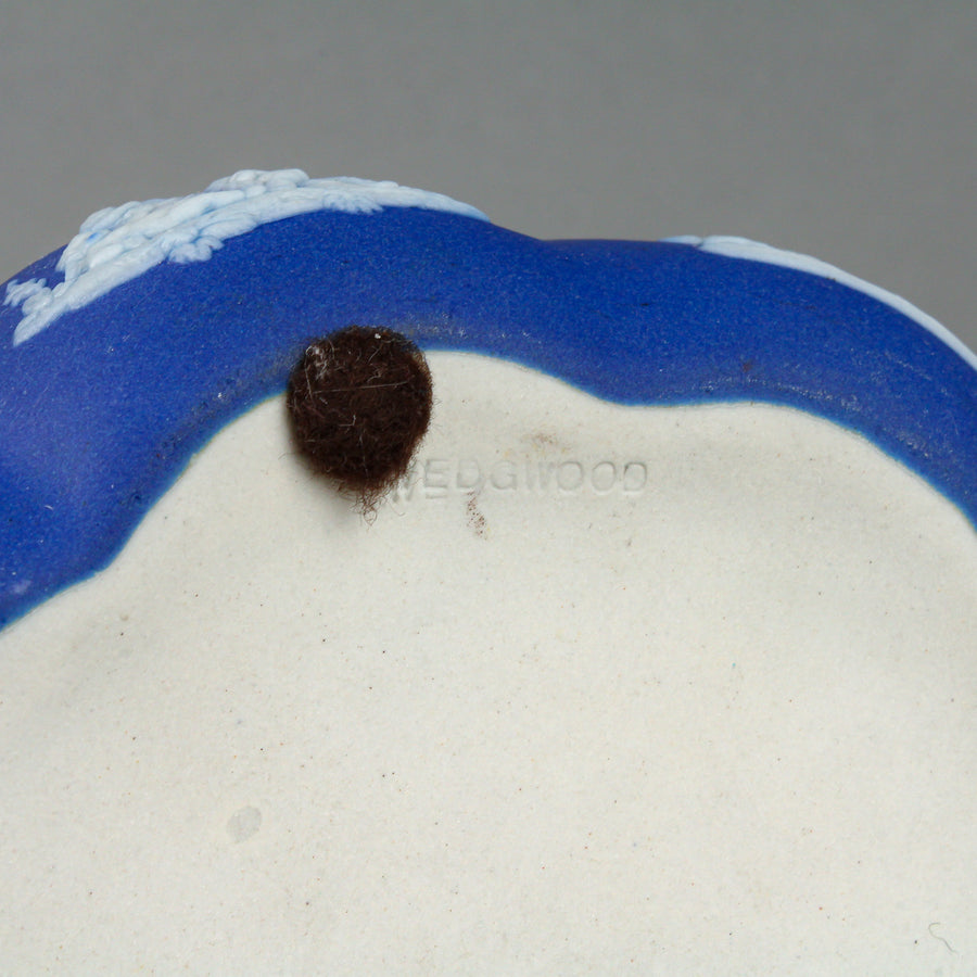 WEDGWOOD White on Dark Blue Jasperware Lidded Trinket Box