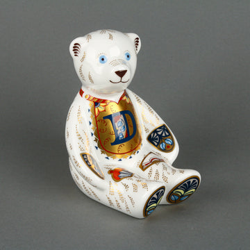ROYAL CROWN DERBY Alphabet Bear "D" Figurine/Paperweight