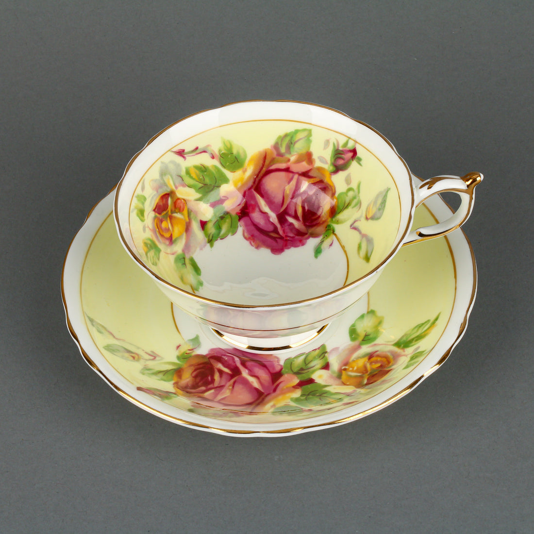 PARAGON Hand-Painted Roses Cup & Saucer