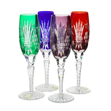 CRYSTAL CLEAR Cased Cut to Clear Champagne Flutes - Set of 8