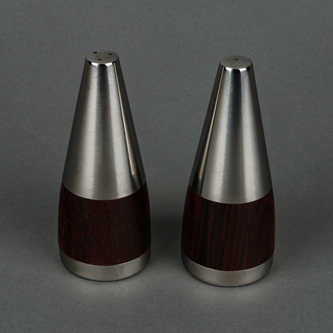 A.H. DENMARK Stainless Steel & Rosewood Salt & Pepper Shaker Set