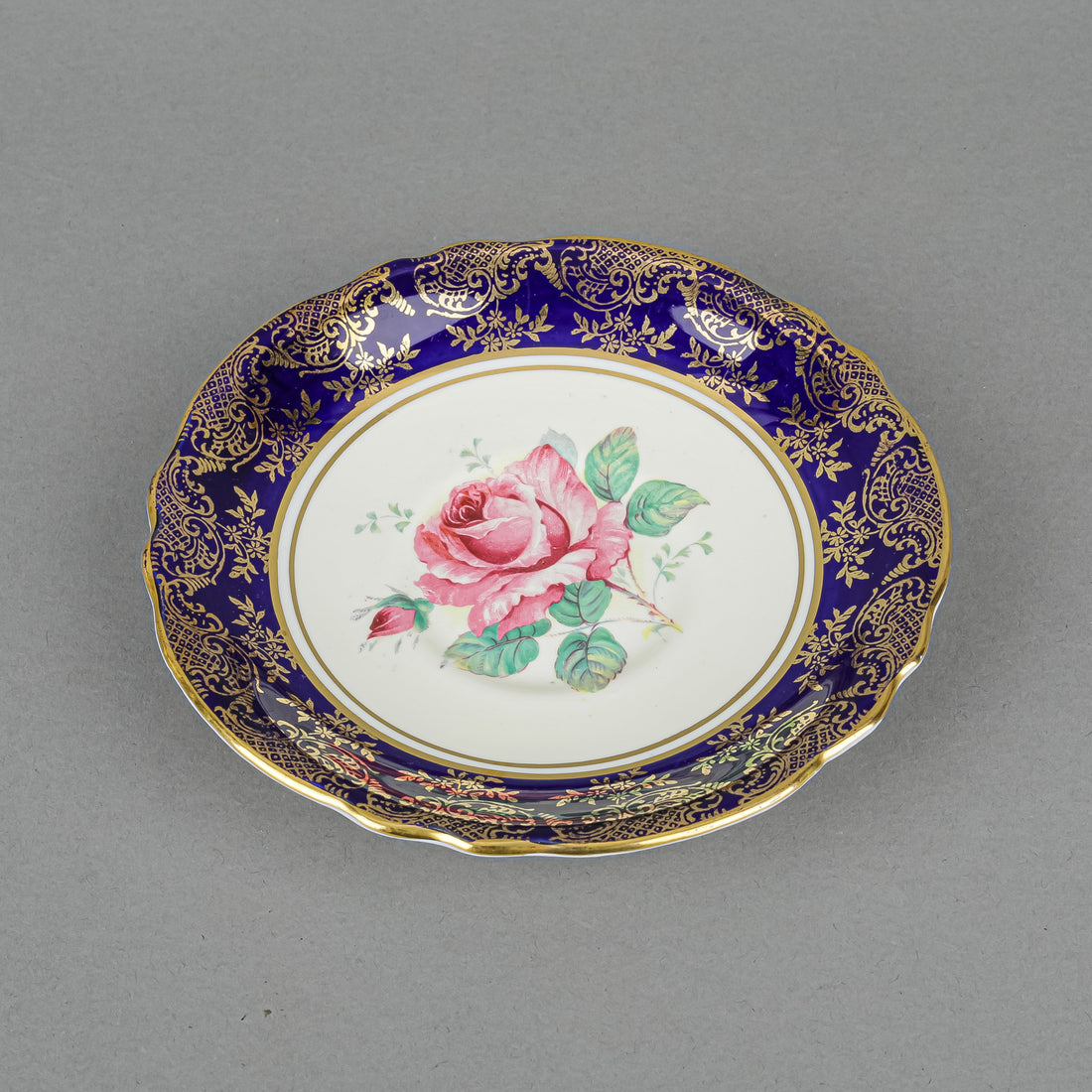PARAGON Hand-Painted Rose, Cobalt Band Cup & Saucer S7841/5