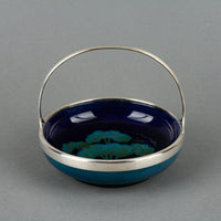 MOORCROFT Moonlit Blue Basket with Silverplate Mounts