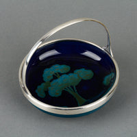 MOORCROFT Moonlit Blue Basket with Silverplate Mounts