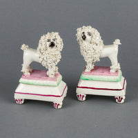 Staffordshire Chelsea Poodles on Stands - Set of 2