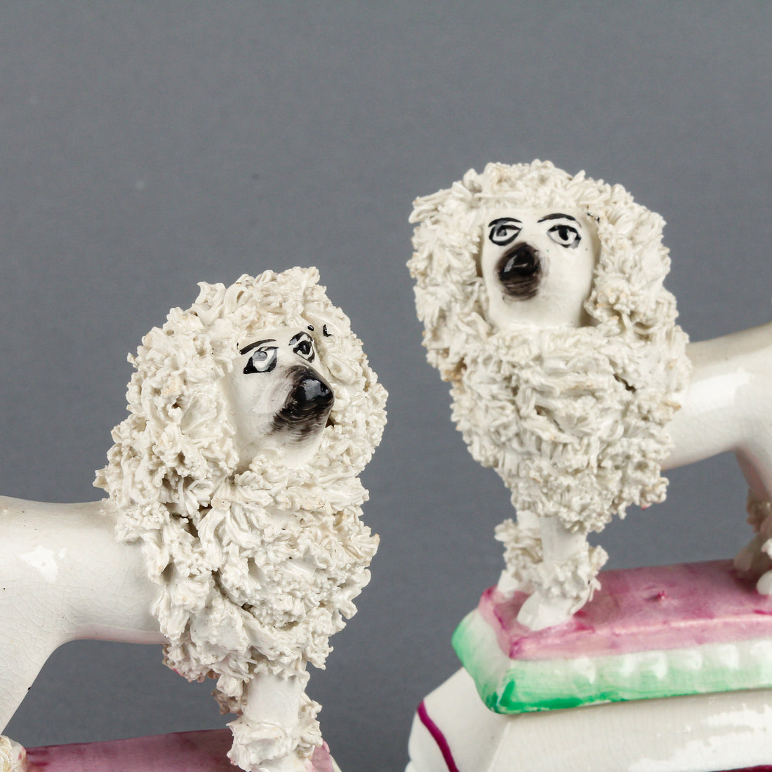 Staffordshire Chelsea Poodles on Stands - Set of 2