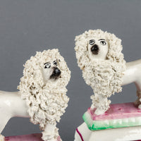 Staffordshire Chelsea Poodles on Stands - Set of 2