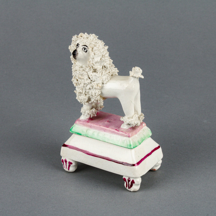 Staffordshire Chelsea Poodles on Stands - Set of 2