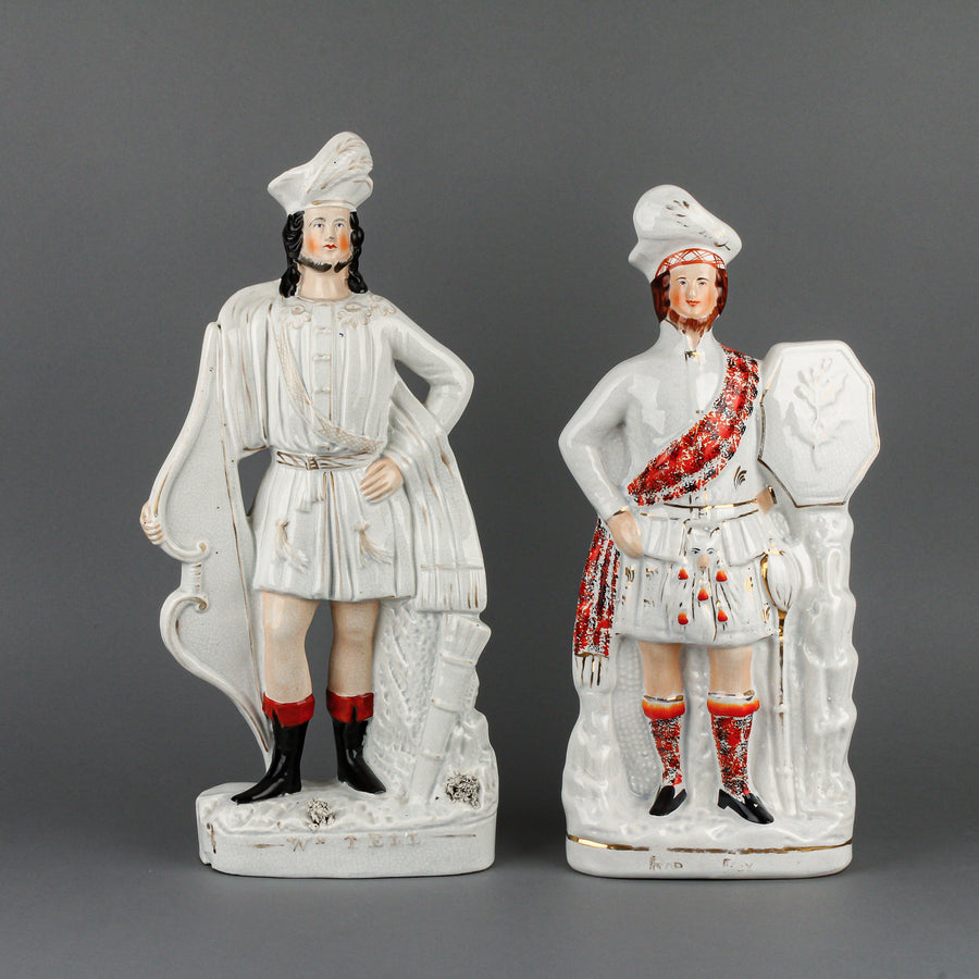 19th Century Staffordshire Rob Roy & William Tell Figurines - Set of 2