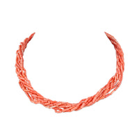 Sterling Silver 8-Strand Pink Coral Torsade Necklace