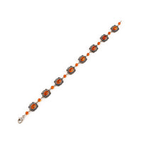 Sterling Silver Amber Cabochon Link Bracelet