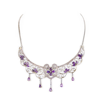 Sterling Silver Amethyst Collar Necklace