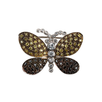 Sterling Silver Green Garnet & Onyx Butterfly Brooch
