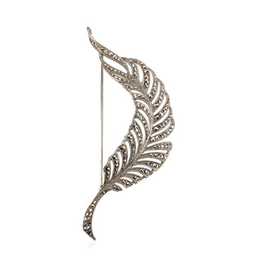 Sterling Silver Marcasite Feather Brooch