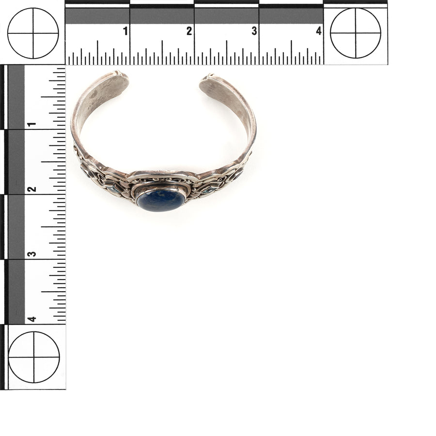 Sterling Silver Oval Lapis Lazuli, Topaz, & Amethyst Cuff Bracelet