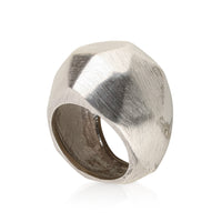 Sterling Silver Satin Finish Faceted Dome Ring