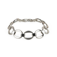 Sterling Silver Satin Polished Oval Link Bracelet