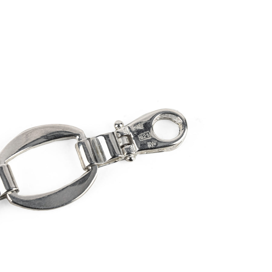 Sterling Silver Satin Polished Oval Link Bracelet