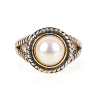 Sterling Silver & 14K Pearl Cable Ring