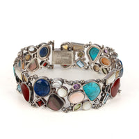 Sterling Bezel Set Multi Gemstone Bracelet