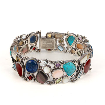 Sterling Bezel Set Multi Gemstone Bracelet