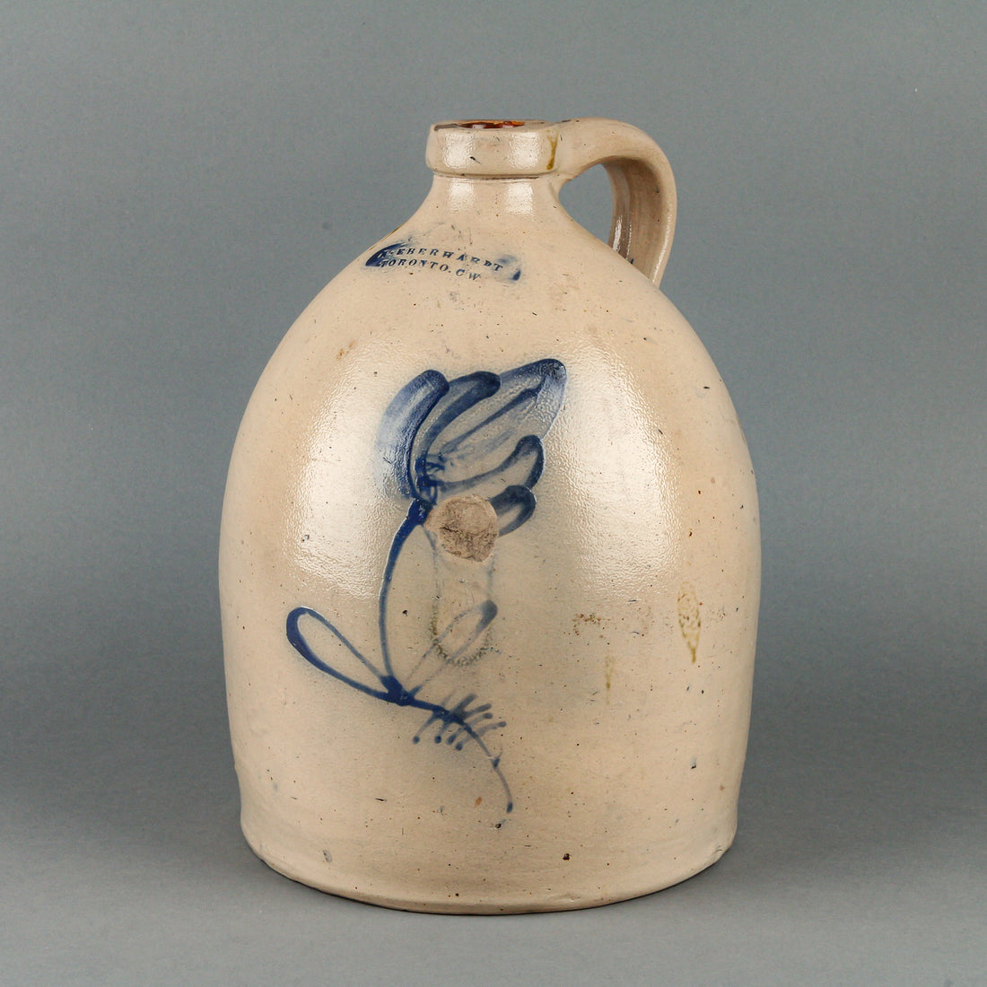 N. EBERHARDT Blue Flower Stoneware Crock Jug