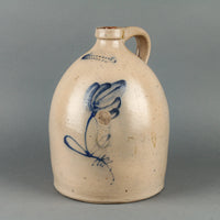N. EBERHARDT Blue Flower Stoneware Crock Jug