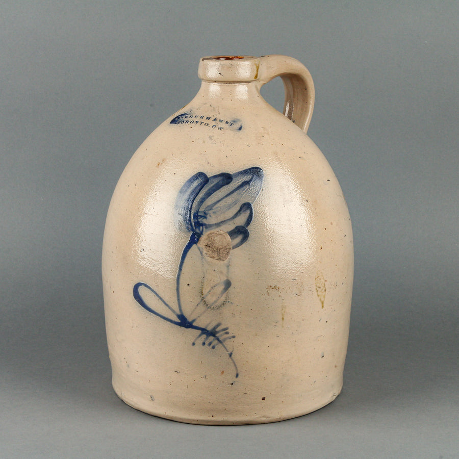 N. EBERHARDT Blue Flower Stoneware Crock Jug