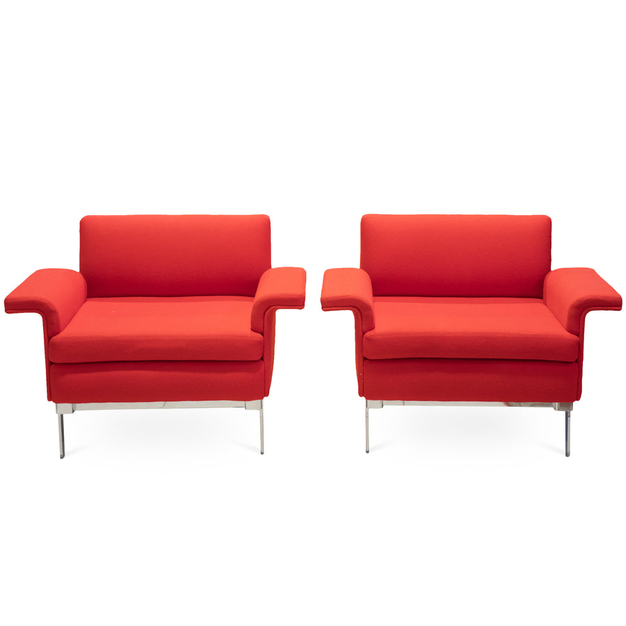 TEKNION Envita Chrome Chairs with Red Upholstery - Set of 2