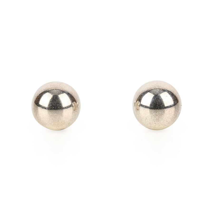 TIFFANY & CO. Large Sterling Silver Ball Bead Stud Earrings
