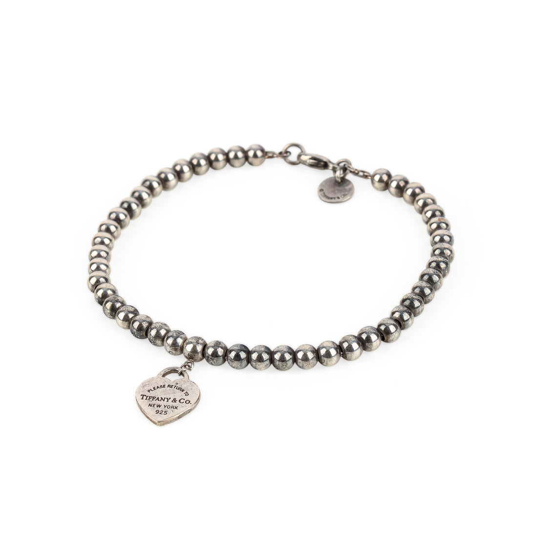 TIFFANY & CO. Sterling Silver Return To Tiffany Blue Heart Bead Bracelet