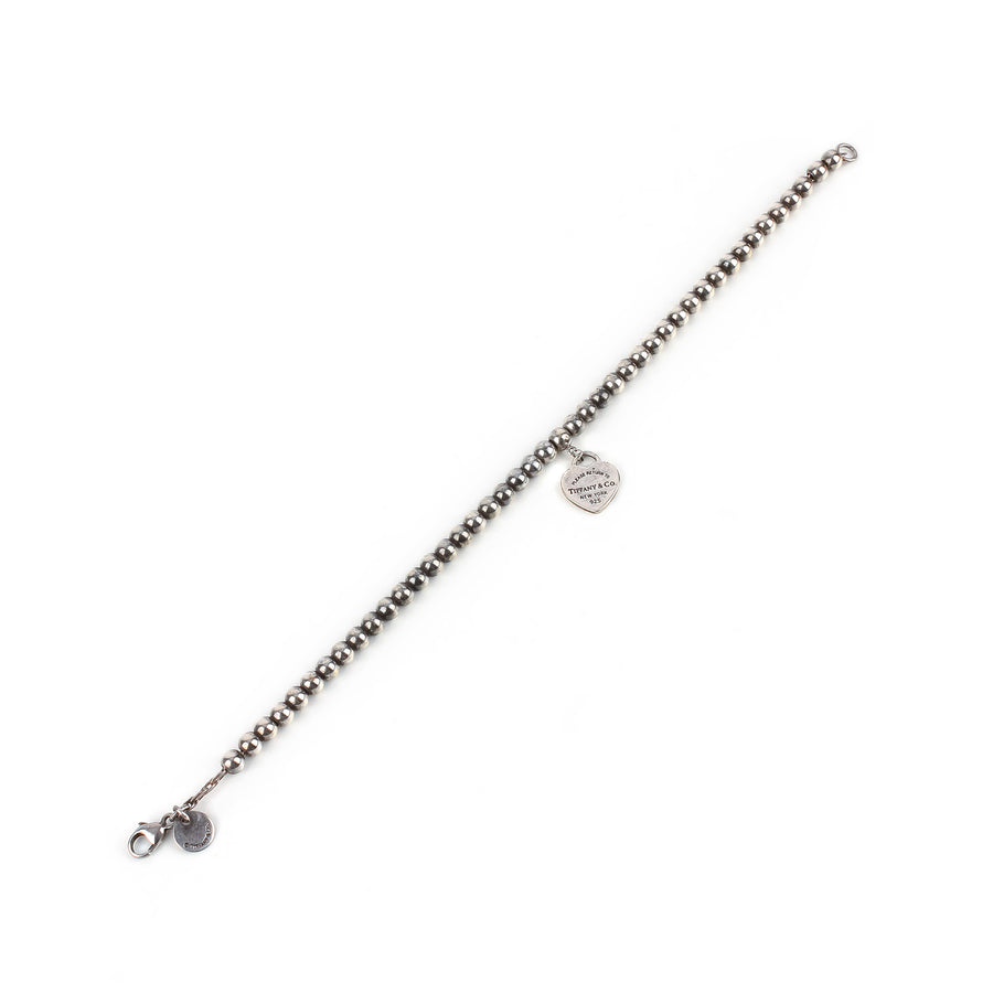 TIFFANY & CO. Sterling Silver Return To Tiffany Blue Heart Bead Bracelet
