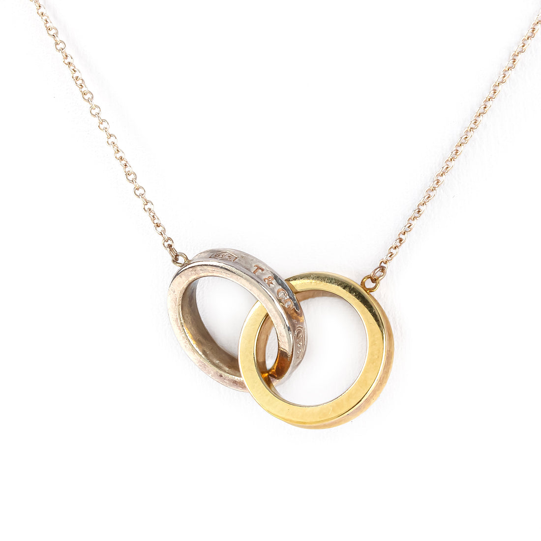 TIFFANY & CO. Sterling Silver & 18K 1837 Interlocking Circles Necklace