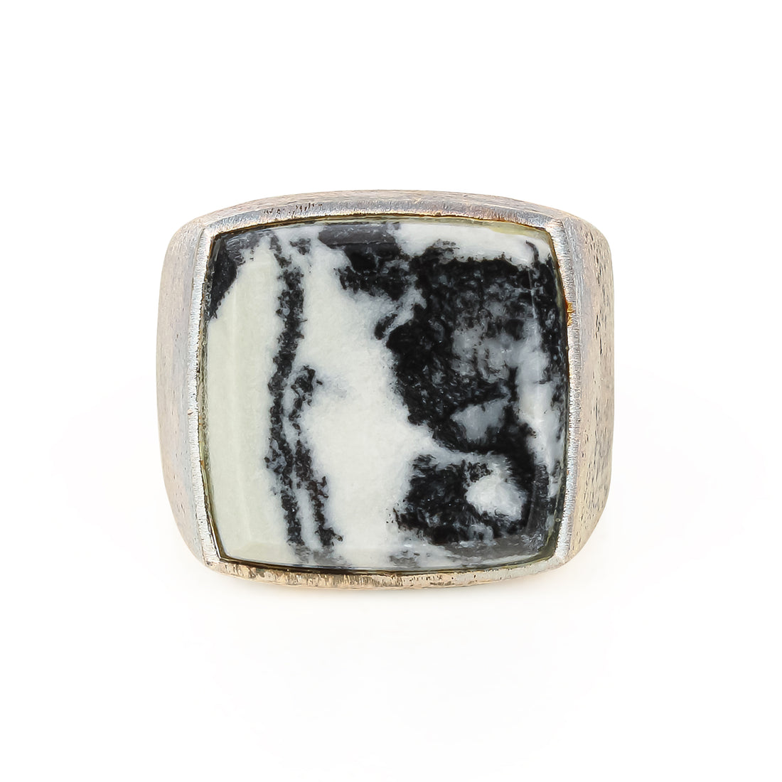 Textured Sterling Silver Snowflake Obsidian Ring