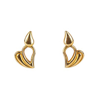 UNOAERRE 14K Yellow Gold Convertible Heart Studs/Drop Earrings